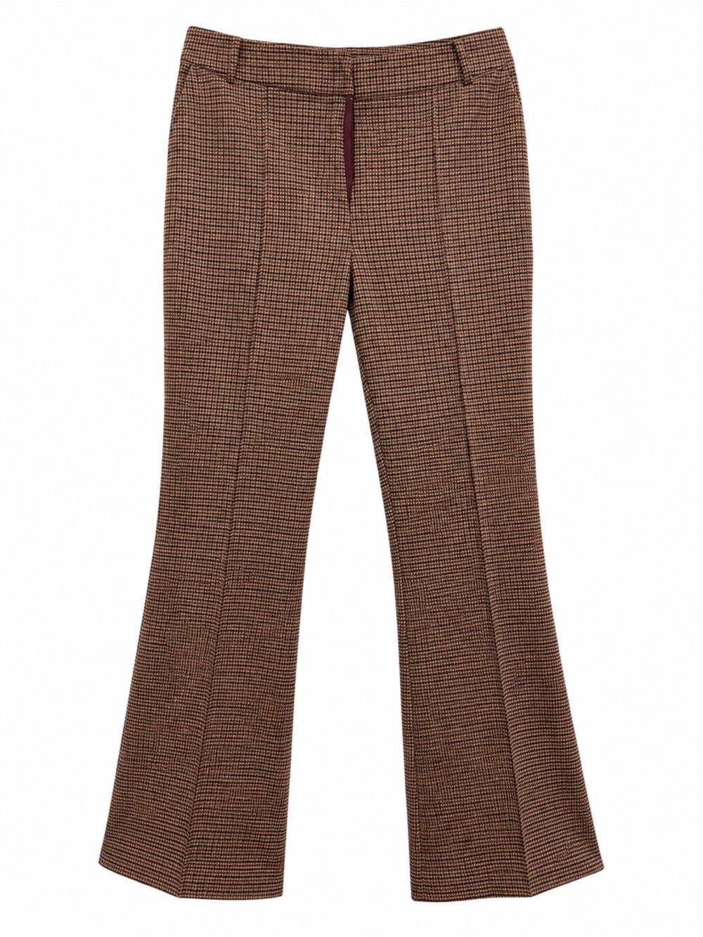 7 For All Mankind Houndstooth Flare Pants Size 4 Brown Burgundy Career Office